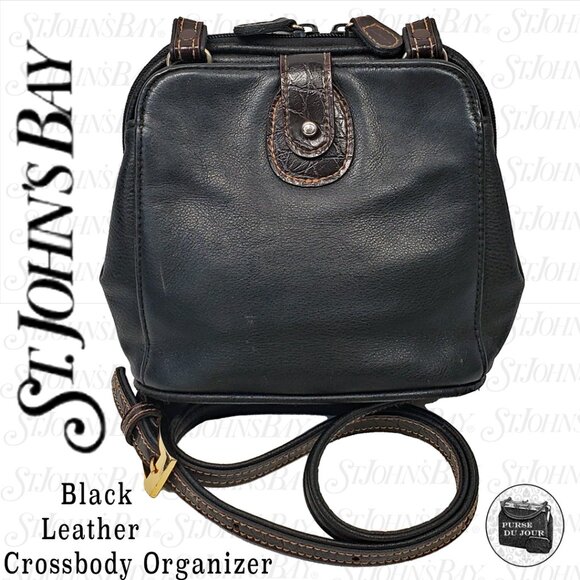 St. John's Bay Handbags - St. Johns' Bay Black Leather Small Crossbody Organizer No Wallet Needed!